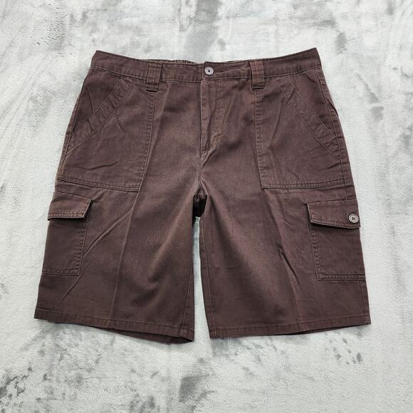 Vintage 90s Basic Editions Shorts Women L Brown Cargo Outdoors Utility Casual - Picture 1 of 11
